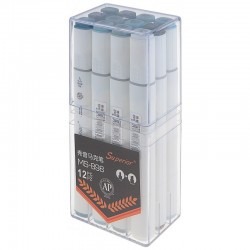 Box de 12 Marqueurs Alcool double pointe Art Markers Nuance Gris - Superior