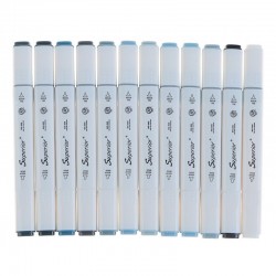 Box de 12 Marqueurs Alcool double pointe Art Markers Nuance Gris - Superior
