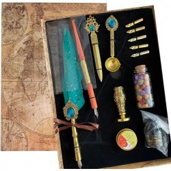 Coffret de 13 Pièces Stylo à Plume Style Européen + Encre + Sceau de Laque