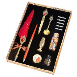Coffret de 13 Pièces Stylo à Plume Style Européen + Encre + Sceau de Laque