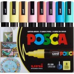 Pochette de 8 Marqueurs Peinture à Eau Tone PASTEL Pointe moyenne PC-5M - 1,8-2,5 mm - Posca