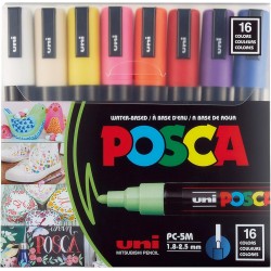 Pochette de 16 Marqueurs Peinture à Eau Pointe moyenne PC-5M - 1,8-2,5 mm - Posca