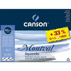 BLOC AQUARELLE MONTVAL - 12 FEUILLES + 4 GRATUITES - CANSON