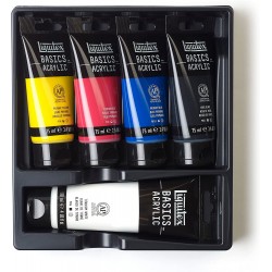 Set de 5 Acrylique Basics 4x75 ml +1 Blanc 118ml - Liquitex