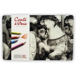 Boîte Métal Assortiment 24 Crayons Pastel - Conté à Paris