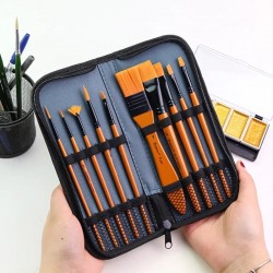 Jeu de 10 pinceaux pour couleurs acryliques Orange - Giorgione