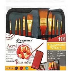 Jeu de 10 pinceaux pour couleurs acryliques Orange - Giorgione