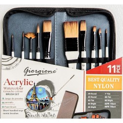 Jeu de 10 pinceaux pour couleurs acryliques Blanc - Giorgione