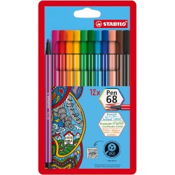 Pochette de 12 feutres Pen 68 - Stabilo