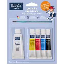 Blister De 5 Tubes De Peinture Gouache - 1 Pinceau - Lefranc Bourgeois