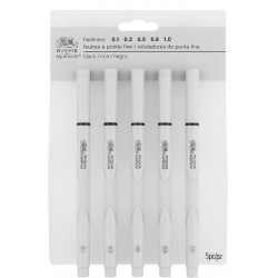 Set Assortiment de 5 Fineliner noir  - Winsor & Newton