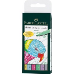Étui de 6 Feutres Pitt Artist Pen Brush à encre de chine Tons Pastel -  Faber Castell