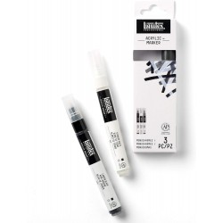 Set de 3 marqueurs acryliques Monochromes 2 mm  - Liquitex