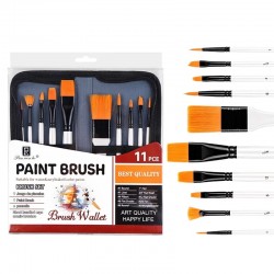 Trousse de 10 pinceaux pour peinture acrylique et huile Blanc