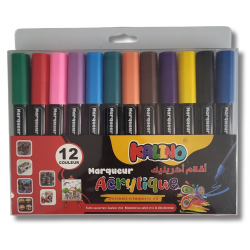 Boite de 12 Marqueurs Acrylique Couleurs Vives - Kalino