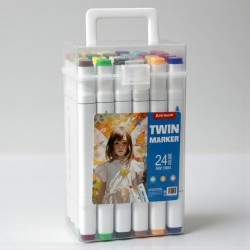 Boite de 24 Feutres Marqueurs Double pointe Alcool - Twin Marker