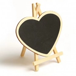 Mini Chevalet avec Tableau Noir en Bois Forme Coeur