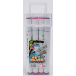 Box de 12 Marqueurs Alcool double pointe Superior Art Markers - Touch