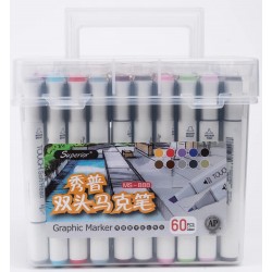 Box de 60 Marqueurs Alcool double pointe Superior Art Markers - Touch