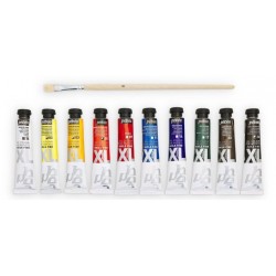 Étui de 10 Tubes Huile Fine XL de 20 ml Assortis et Pinceau - Pébéo