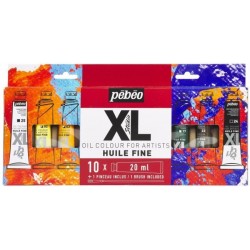 Étui de 10 Tubes Huile Fine XL de 20 ml Assortis et Pinceau - Pébéo