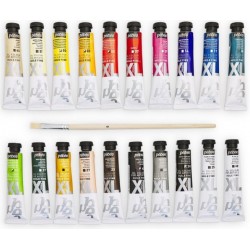 Étui de 20 Tubes Huile Fine XL de 20 ml Assortis et Pinceau - Pébéo