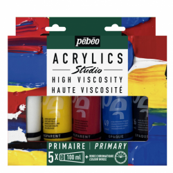 Coffret de 5 Tubes Acrylique Haute Viscosité 100 ml - Pébéo