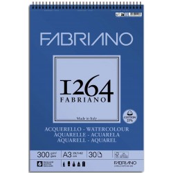 Album Aquarelle de 30 feuilles 1264 spiralé 300g/m²  A3 - Fabriano