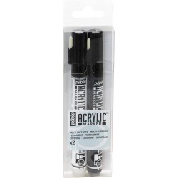 Set de 2 Marqueurs Acrylique Noir et Blanc pointe 1.2 mm - Pébéo