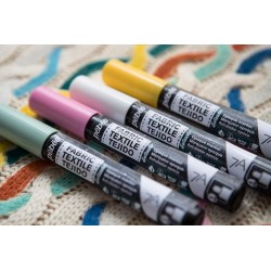 Set de 6 marqueurs 7A basique opaques pour tissus clairs et foncés pointe ronde 4 mm - Pébéo