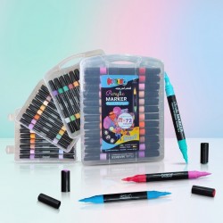 Boite de 36 Marqueurs Acrylique 72 Couleurs Double Pointe - Kalino