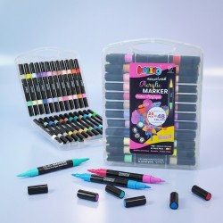 Boite de 24 Marqueurs Acrylique 48 Couleurs Double Pointe - Kalino