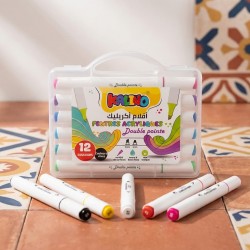 Boite de 12 Marqueurs Acrylique 24 Couleurs Double Pointe - Kalino