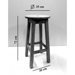 Tabouret en bois rouge naturel huilé