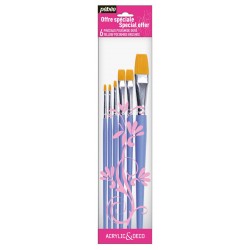 Set de 6 Pinceaux Plat Polyamide Doré