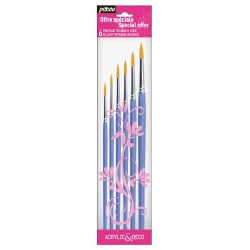 Set de 6 Pinceaux Rond Polyamide Doré - Pébéo