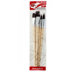 Pochette de 4 Pinceaux avec Fibres en Polyamide Brun - Pébéo