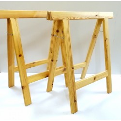 Paire de tréteaux pliable en bois rouge huilé