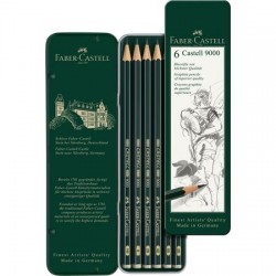 Crayon graphite Castell 9000, boîte de 6 - Faber Castell