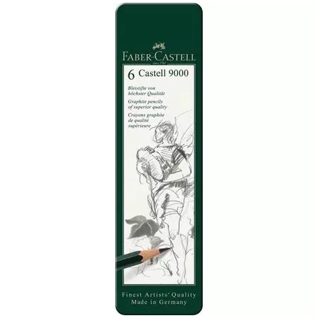 Crayon graphite Castell 9000, boîte de 6 - Faber Castell
