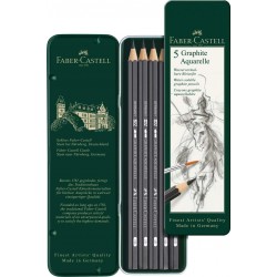 Crayon aquarelle graphite, boîte de 5 - Faber Castel
