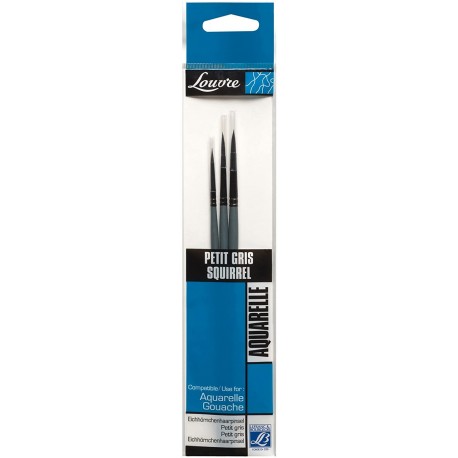 set de 3 Pinceaux ronds pour Peinture aquarelle Gris n° 4/8/12 - Lefranc & Bourgeois Louvre