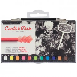 12 Pastels Carrés Couleurs  Assortis - Conté à paris