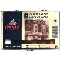 6 Pastels Carrés Larges Couleurs  Assortis - Conté à paris