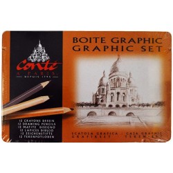 Set de 12 Crayons Dessin - Boite Graphic - Conté à paris