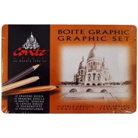 Set de 12 Crayons Dessin - Boite Graphic - Conté à paris