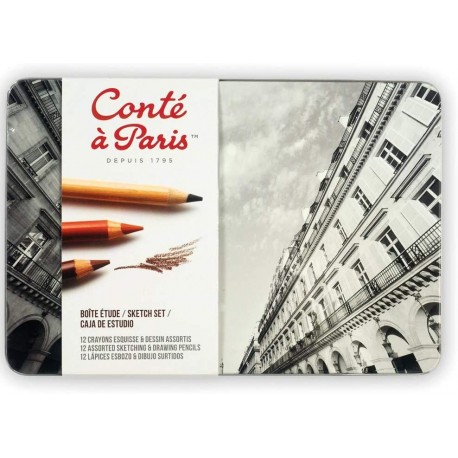 Set de 12 Crayons Esquisse - Boite Etude - Conté à paris