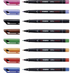 Pochette de 8 marqueurs (encre permanente / pointe superfine 0,4mm) - STABILO OHPen