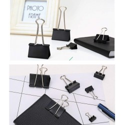 Pince métallique Noir de papier 32mm plié - Binder Clips