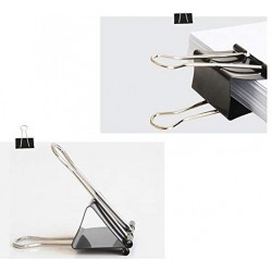 Pince métallique Noir de papier 51mm plié - Binder Clips